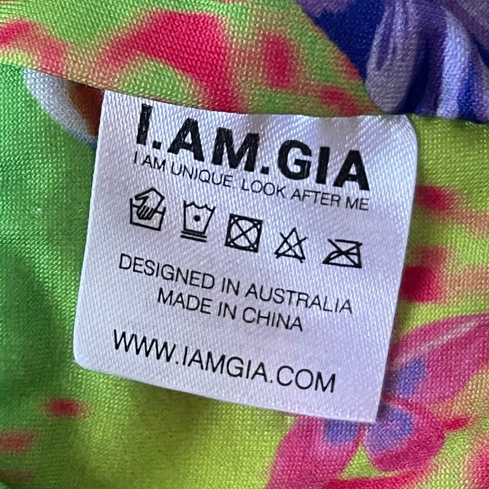 I.AM.GIA Tropical Halter Top - Green Purple Pink - Size XS - Picture 6 of 7